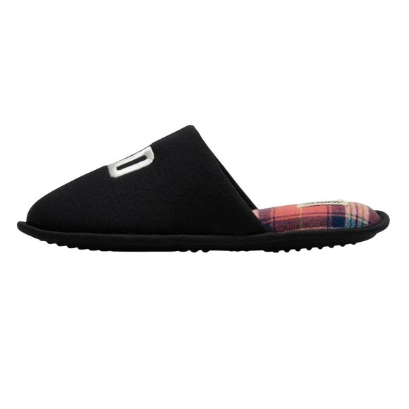 Dluxe Dearfoams Dad Life Slippers Black Plaid Cozy Slip On Mens Slippers M 9/10 - Picture 2 of 5
